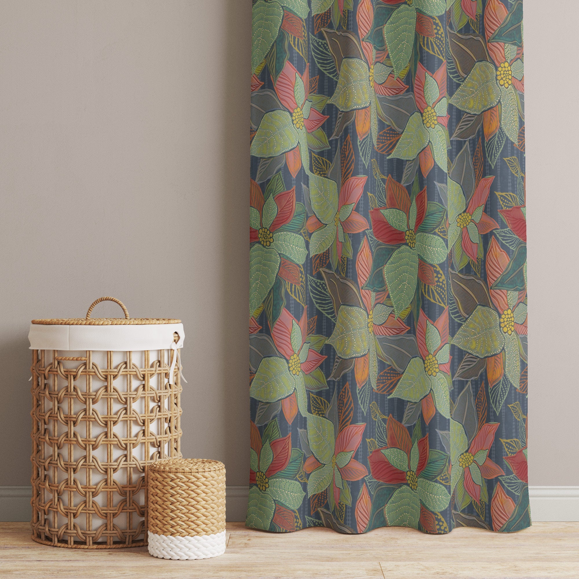 Botanical Boho Curtains in 100% cotton