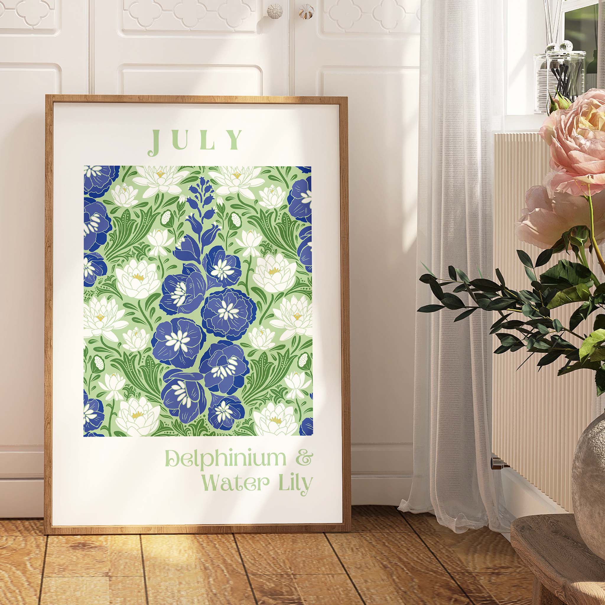 July Flower of the Month Framed example