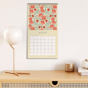 2025 Wall Calendar with August Flowers: Gladiolas and Poppy Flowers 