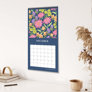 2025 Wall Calendar with November Flowers: Chrysanthemum & Pansy Flowers 