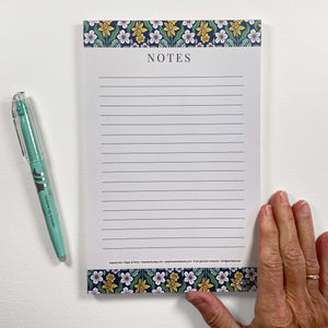 Daffodil & Jonquil Flowers Notepads, 5.5 x 8.5 inches, 50 lined pages on easy to write paper.