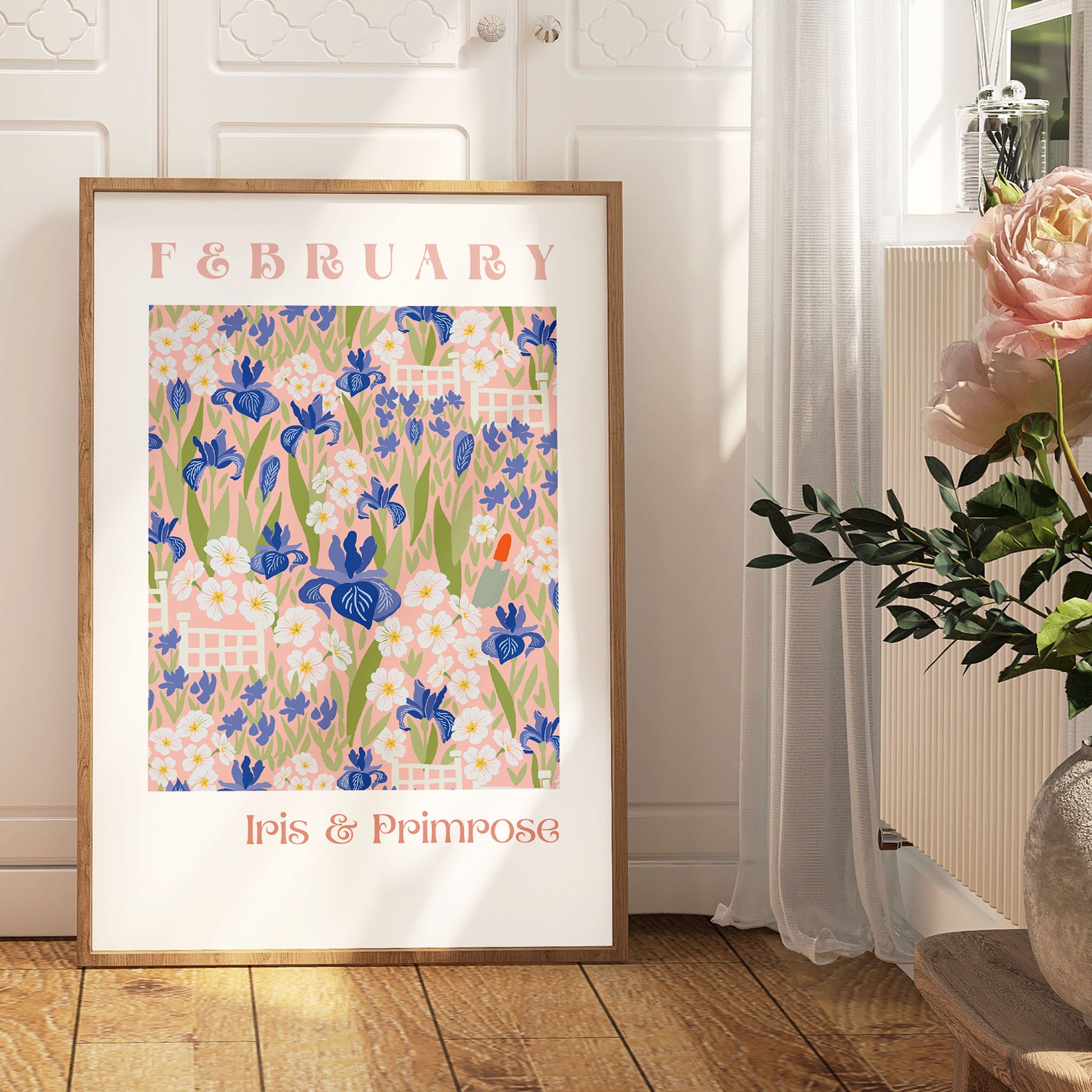 February Flowers of the Month Print - Frame not Included