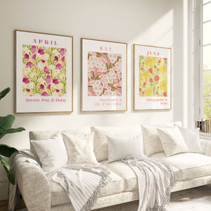 Group My Flowers of the Month Prints to Fill a Wall - All art is unframed