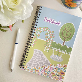 Mary's Garden Soft Cover Notebook is 5.5 x 8.5 inches and 80 College Ruled Pages.