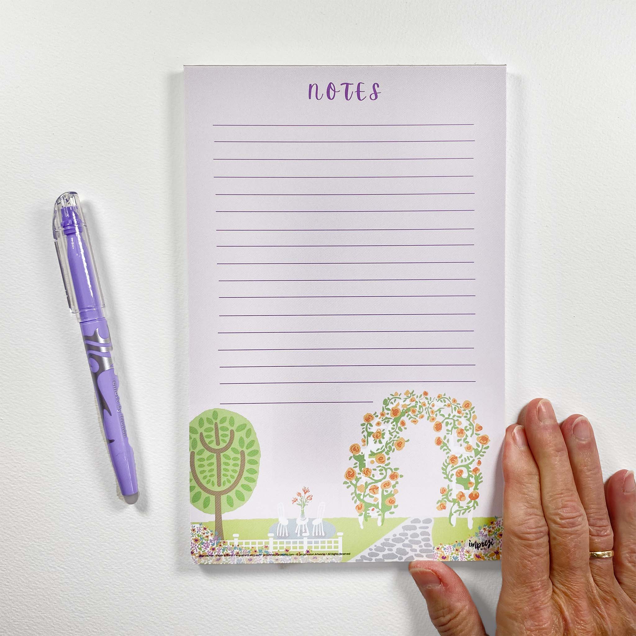 Mary’s Garden Notepads, 5.5 x 8.5 inches, 50 lined pages on easy to write paper.