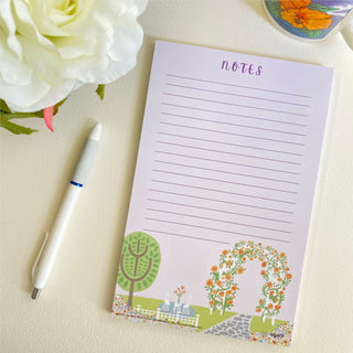 Mary’s Garden Notepads, 5.5 x 8.5 inches, 50 lined pages on easy to write paper.