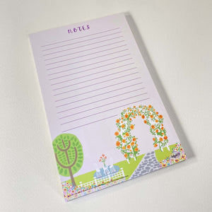 Mary’s Garden Notepads, 5.5 x 8.5 inches, 50 lined pages on easy to write paper.