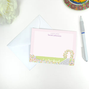 Mary's Garden Flowers 4.25 x 5.5 inch note cards can be personalized with "A Note From" and your name - 10 cards per pack -