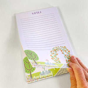 Mary’s Garden Notepads, 5.5 x 8.5 inches, 50 lined pages on easy to write paper.