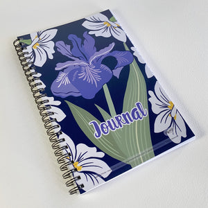 Iris & Primrose Soft Cover Notebook is 5.5 x 8.5 inches and 80 College Ruled Pages.