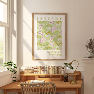 January Flowers of the Month Giclee Print - Frame not Included