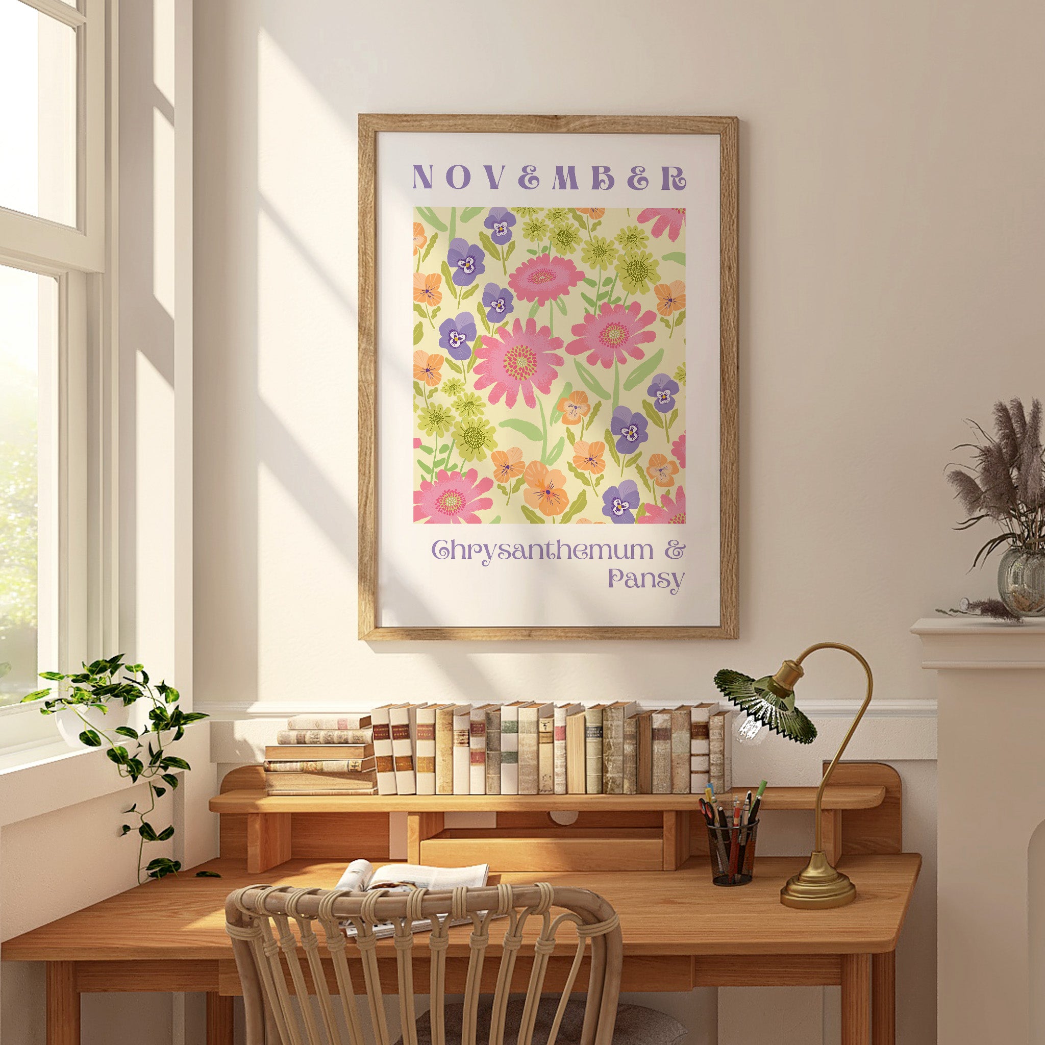 November Flowers of the Month Giclee Print - Frame not Included