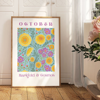 October Flowers of the Month Giclee Print - Frame not Included