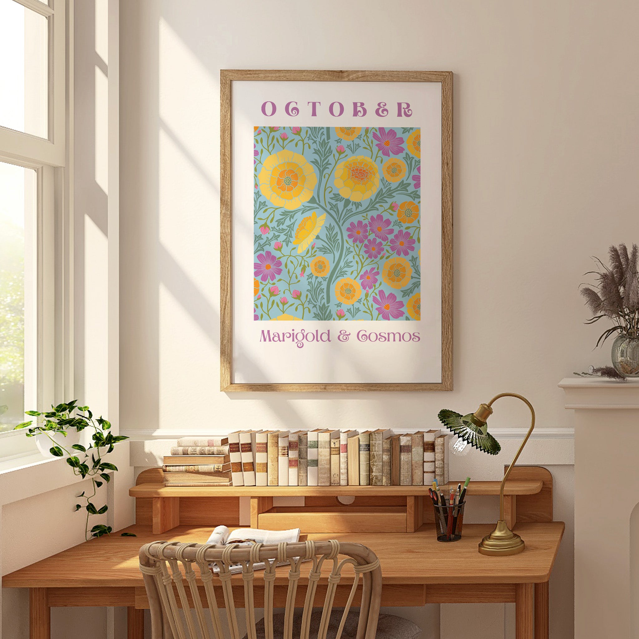 October Flowers of the Month Giclee Print - Frame not Included