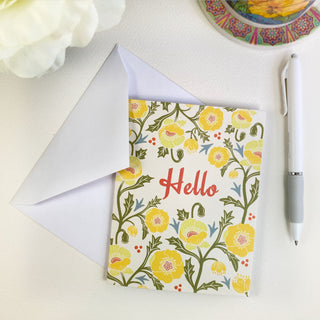 Yellow Poppy Folded Note Cards 10 to a pack, 4.25 x 5.5 opens to 8.5 x 5.5 inches