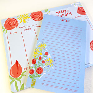 This notepad matches our other products: Folded and Personalized Note Cards, Notebooks, and Weekly Planners
