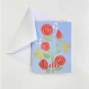 Roses and Honeysuckle folded note cards 4.25 x 5.5" including envelopes