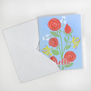 Roses and Honeysuckle folded note cards 4.25 x 5.5" including envelopes