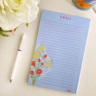 Roses & Honeysuckle Flower Notepads, 5.5 x 8.5 inches, 50 lined pages on easy to write paper.