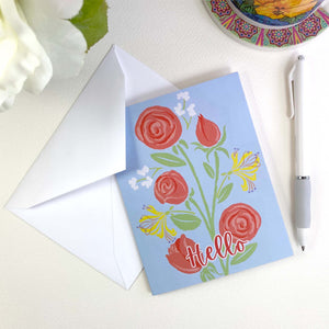 Roses and Honeysuckle folded note cards 4.25 x 5.5" including envelopes