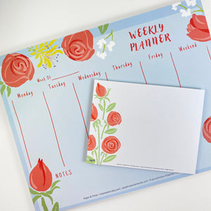 Roses Floral design also comes in a matching Weekly Planer note pad