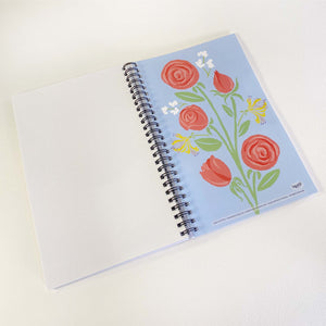 Roses & Honeysuckle Soft Cover Notebook is 5.5 x 8.5 inches and 80 College Ruled Pages.