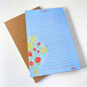 Roses & Honeysuckle Flower Notepads, 5.5 x 8.5 inches, 50 lined pages on easy to write paper and stiff cardboard backing