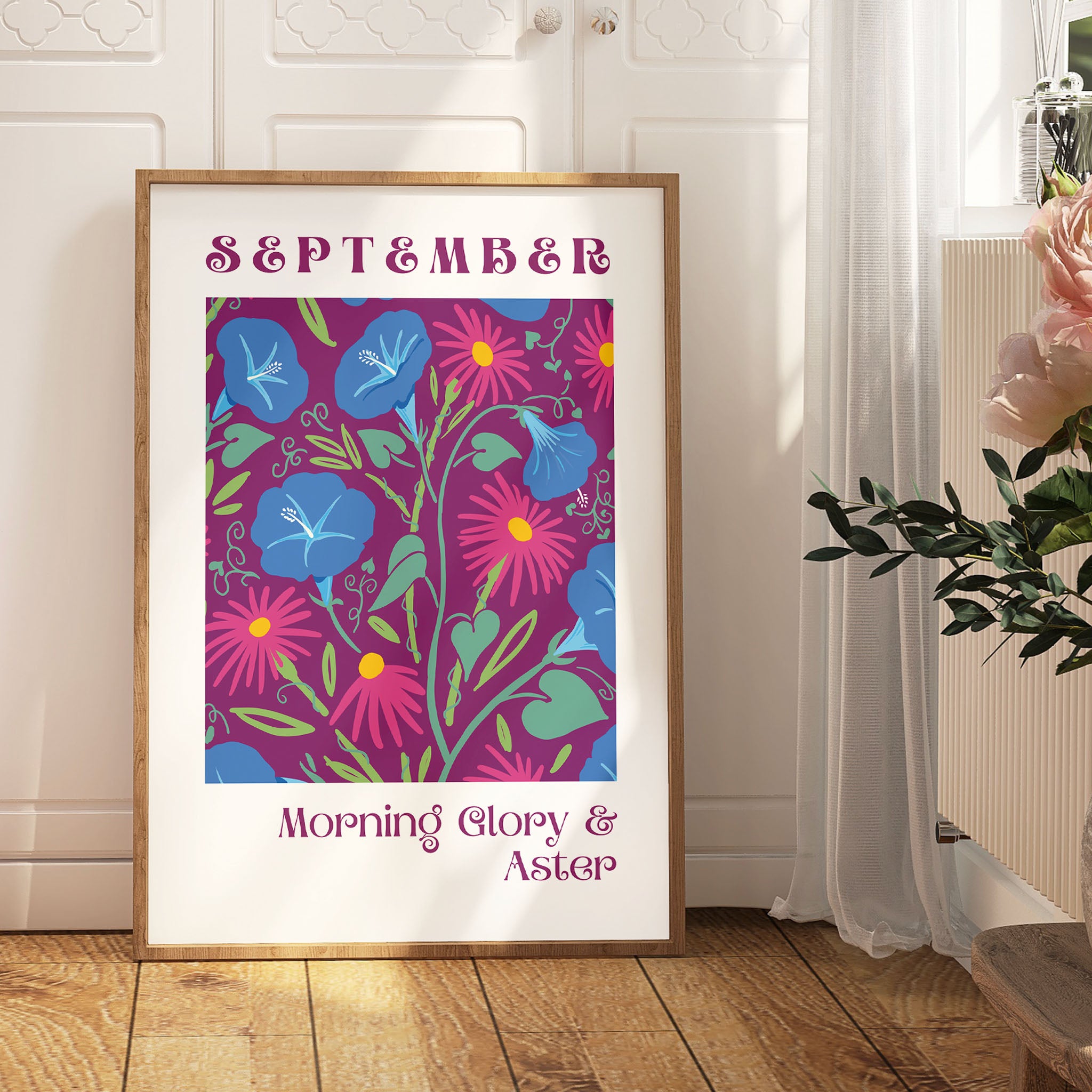 September Flowers of the Month Print - Frame not Included