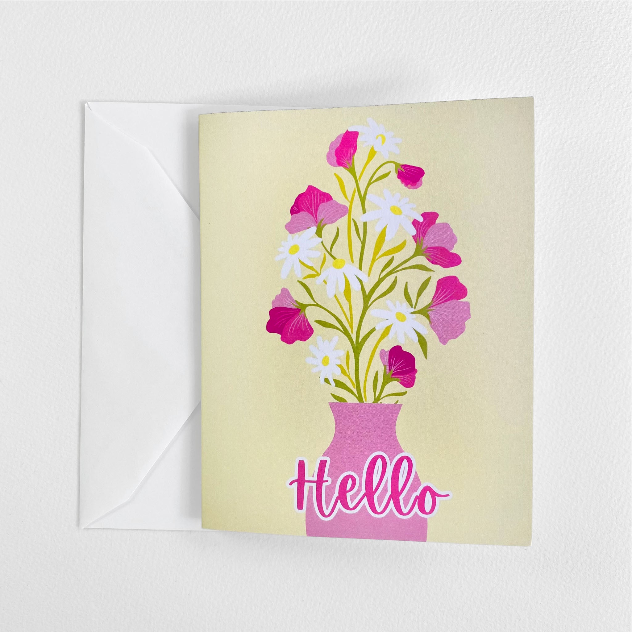 Sweet Pea and Daisy folded note cards, 4.25 x 5.5" with matching envelopes