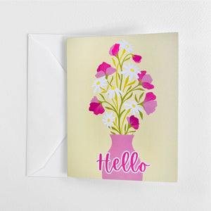 Sweet Pea and Daisy folded note cards, 4.25 x 5.5" with matching envelopes