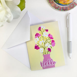 Sweet Pea and Daisy folded note cards, 4.25 x 5.5" with matching envelopes