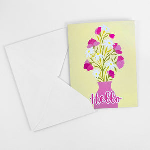 Sweet Pea and Daisy folded note cards, 4.25 x 5.5" with matching envelopes