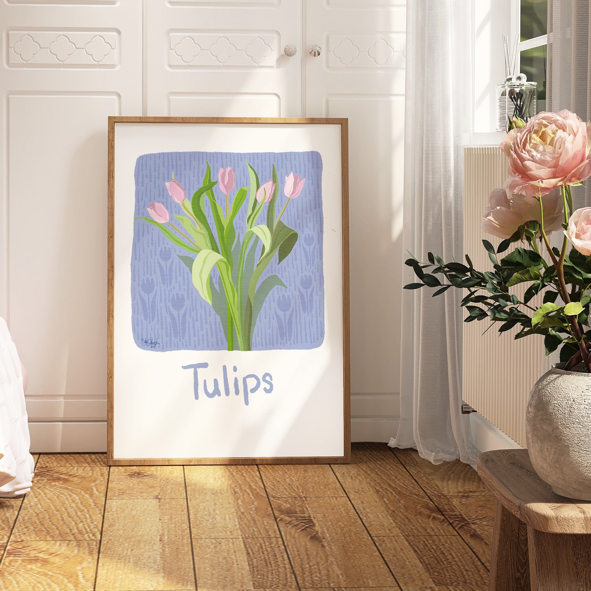 Terrific Tulips Print Framed Example - All art is unframed