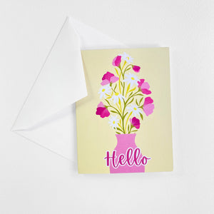 Sweet Pea and Daisy folded note cards, 4.25 x 5.5" with matching envelopes